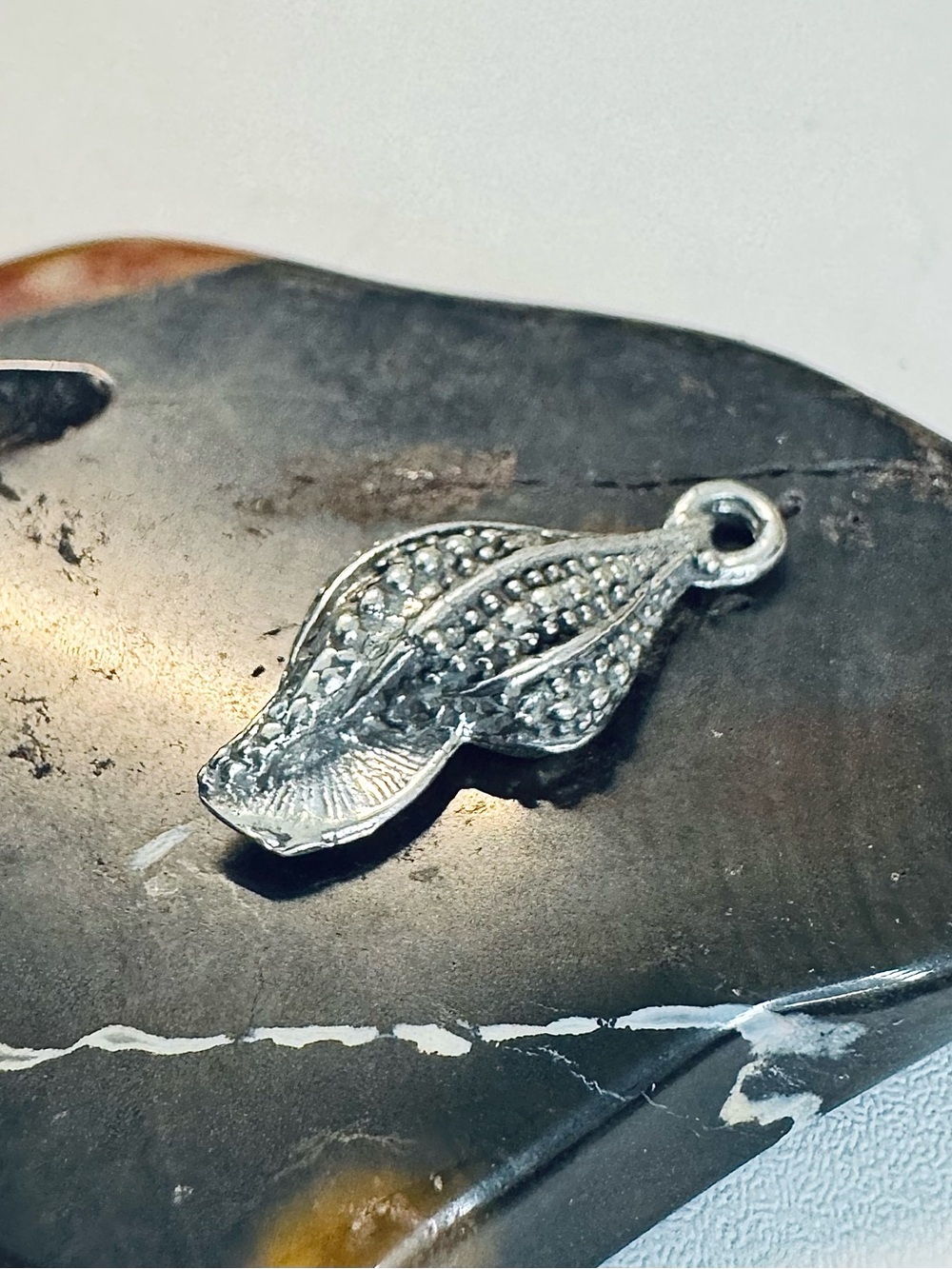 Sterling Silver Textured Seashell Charm Pendant